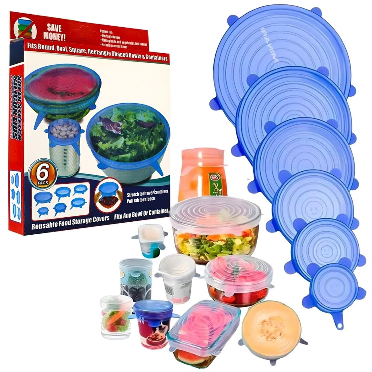 MINARI - Tapas Selladoras de Silicona Reutilizables Pack X6 Und TS150