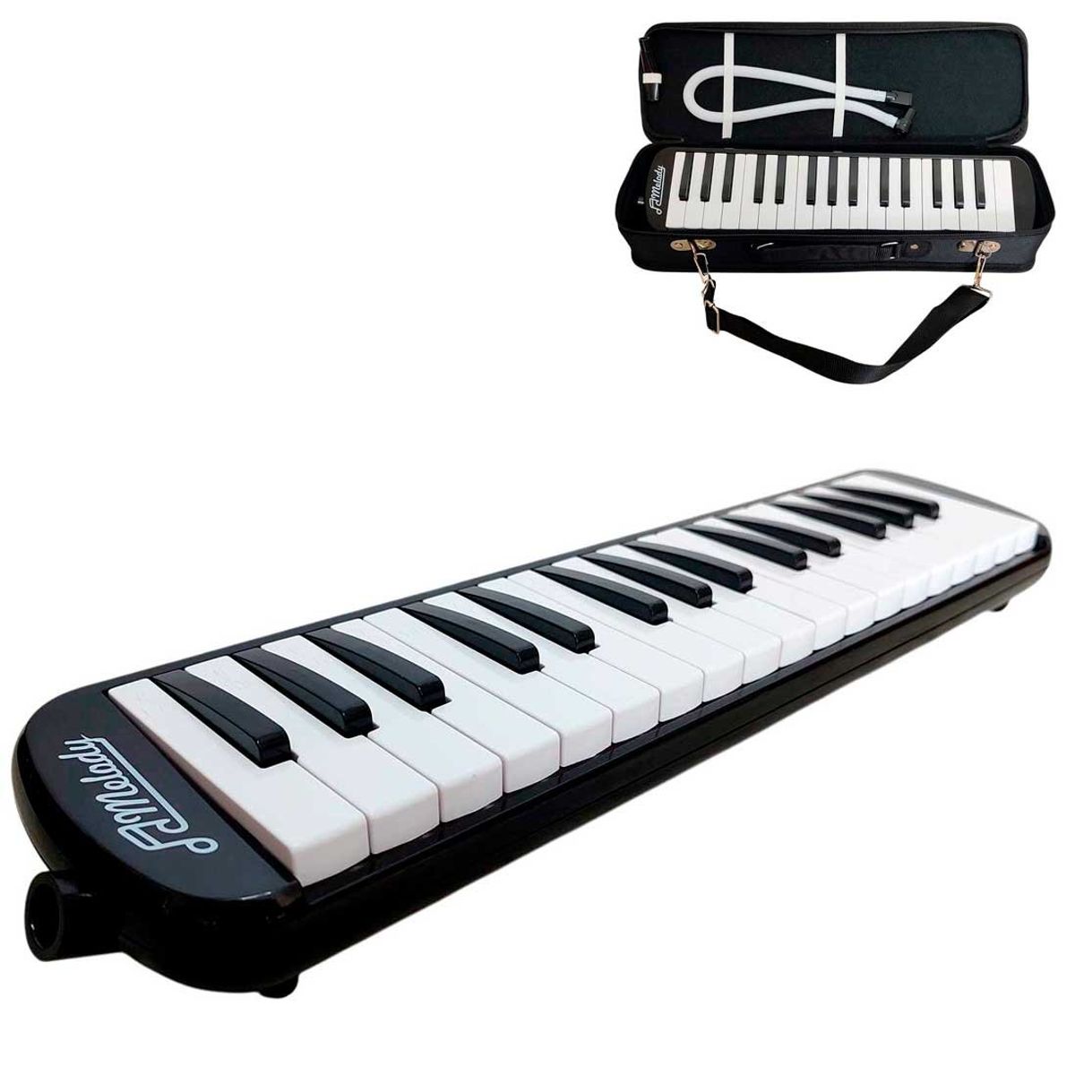 MELODY - Melodica de 32 Notas Teclas y Estuche Rígido de Tela - Negro