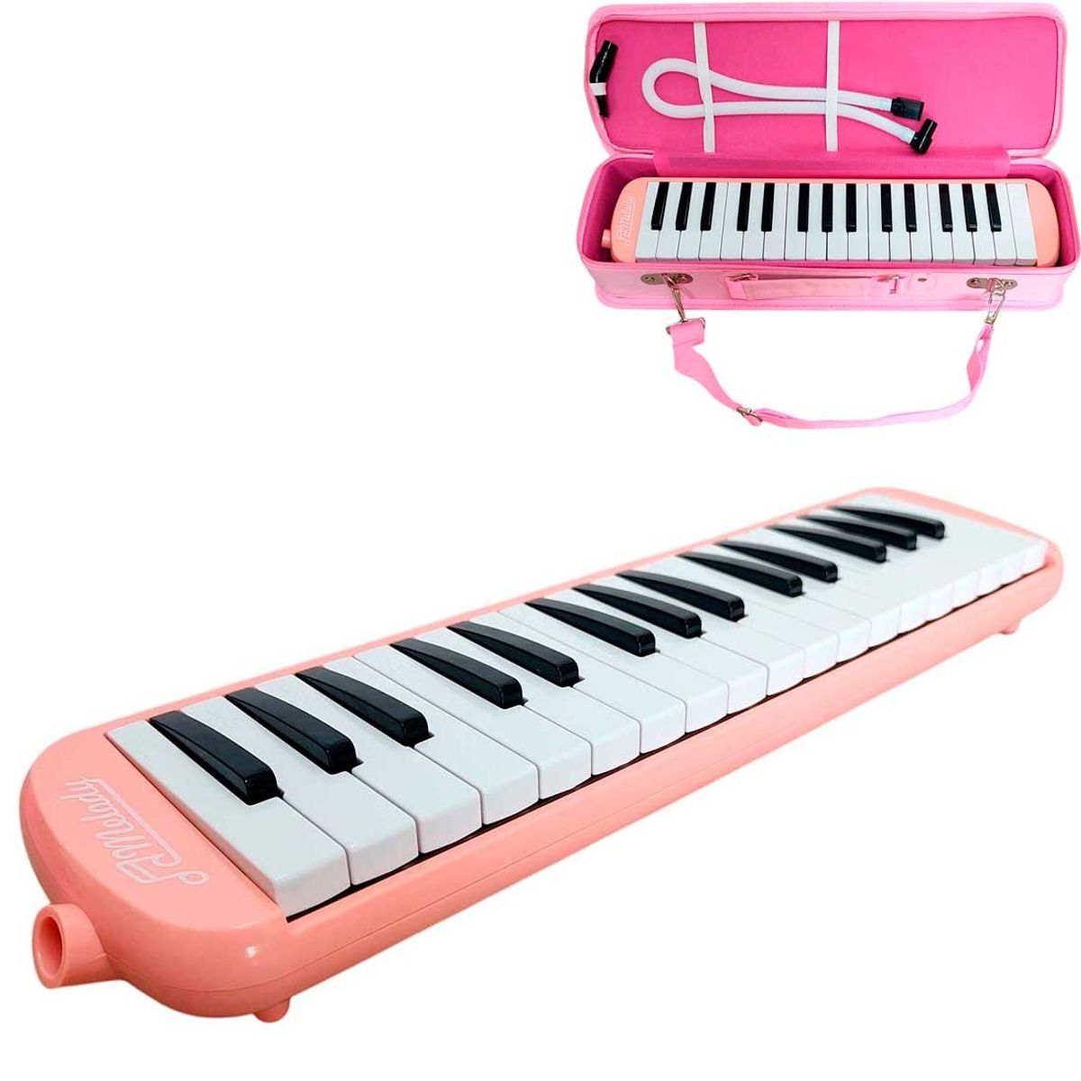 MELODY - Melodica de 32 Notas Teclas y Estuche Rígido de Tela - Rosa