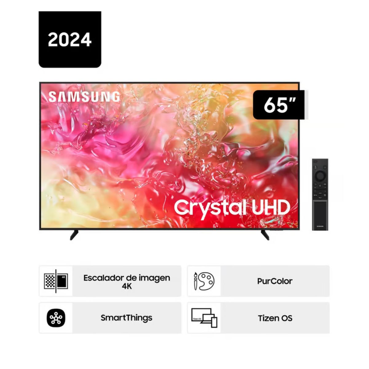 SAMSUNG - Televisor Samsung LED 65 Crystal UHD 4K 65DU7000 Tizen OS Smart TV 2024