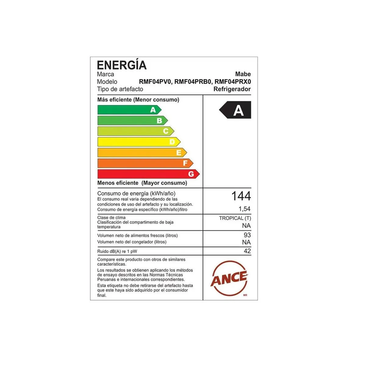 MABE - Frigobar Mabe de 93L RMF04PV0 Negro