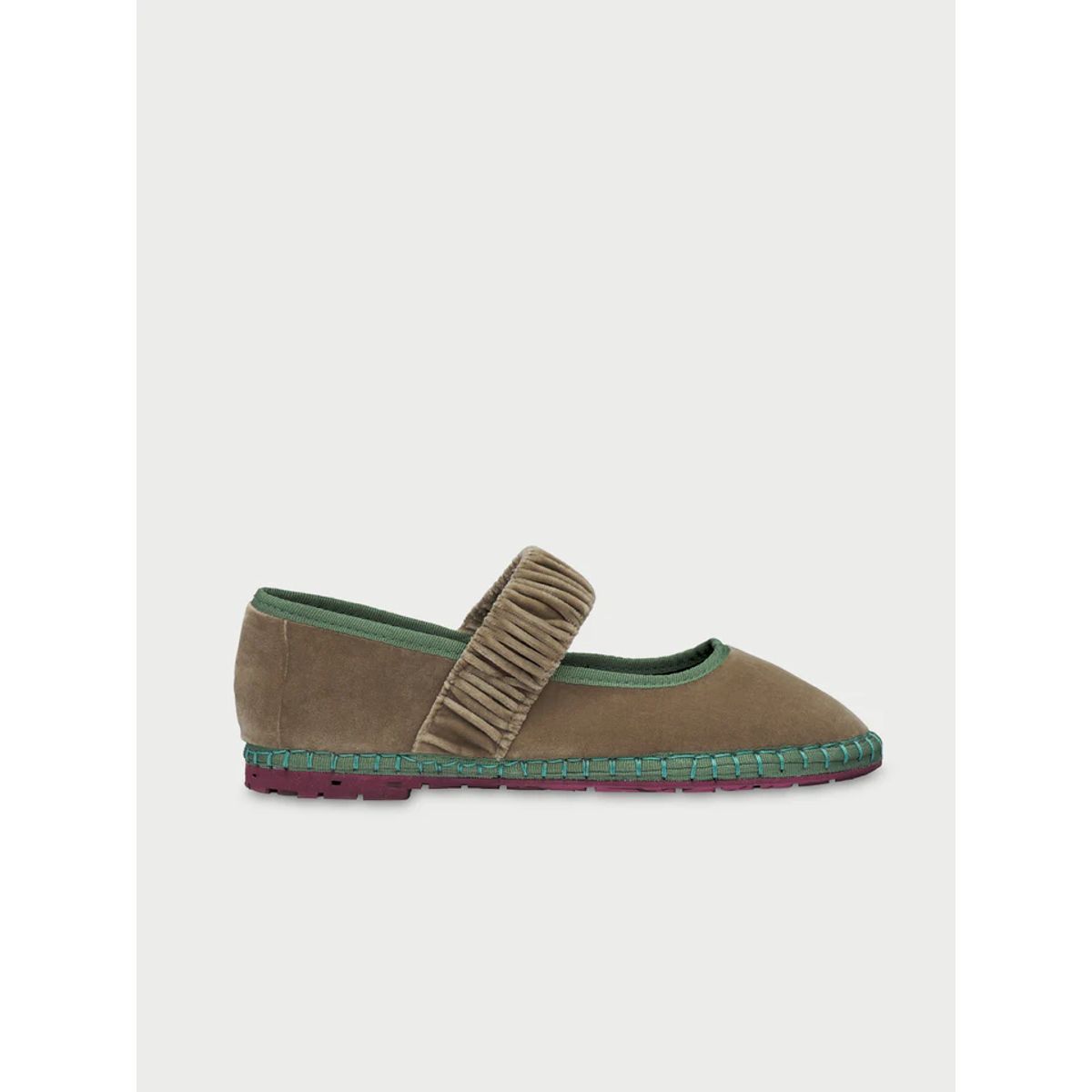 FLABELUS - Ballerinas Mafalda Velvet Mossy Verde
