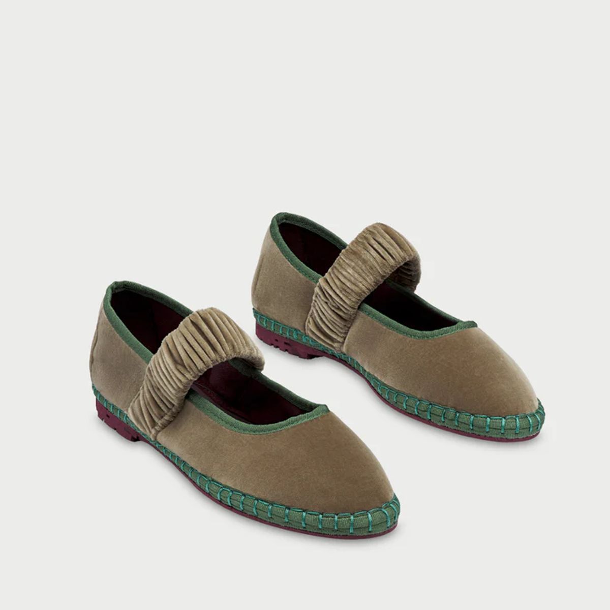 FLABELUS - Ballerinas Mafalda Velvet Mossy Verde