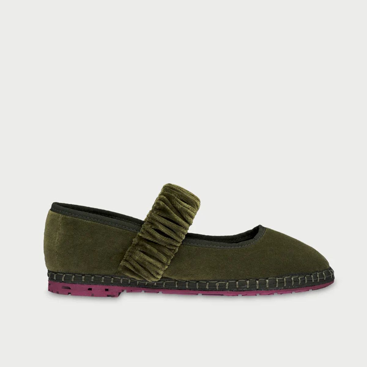 FLABELUS - Ballerinas Mafalda Velvet Olive Verde