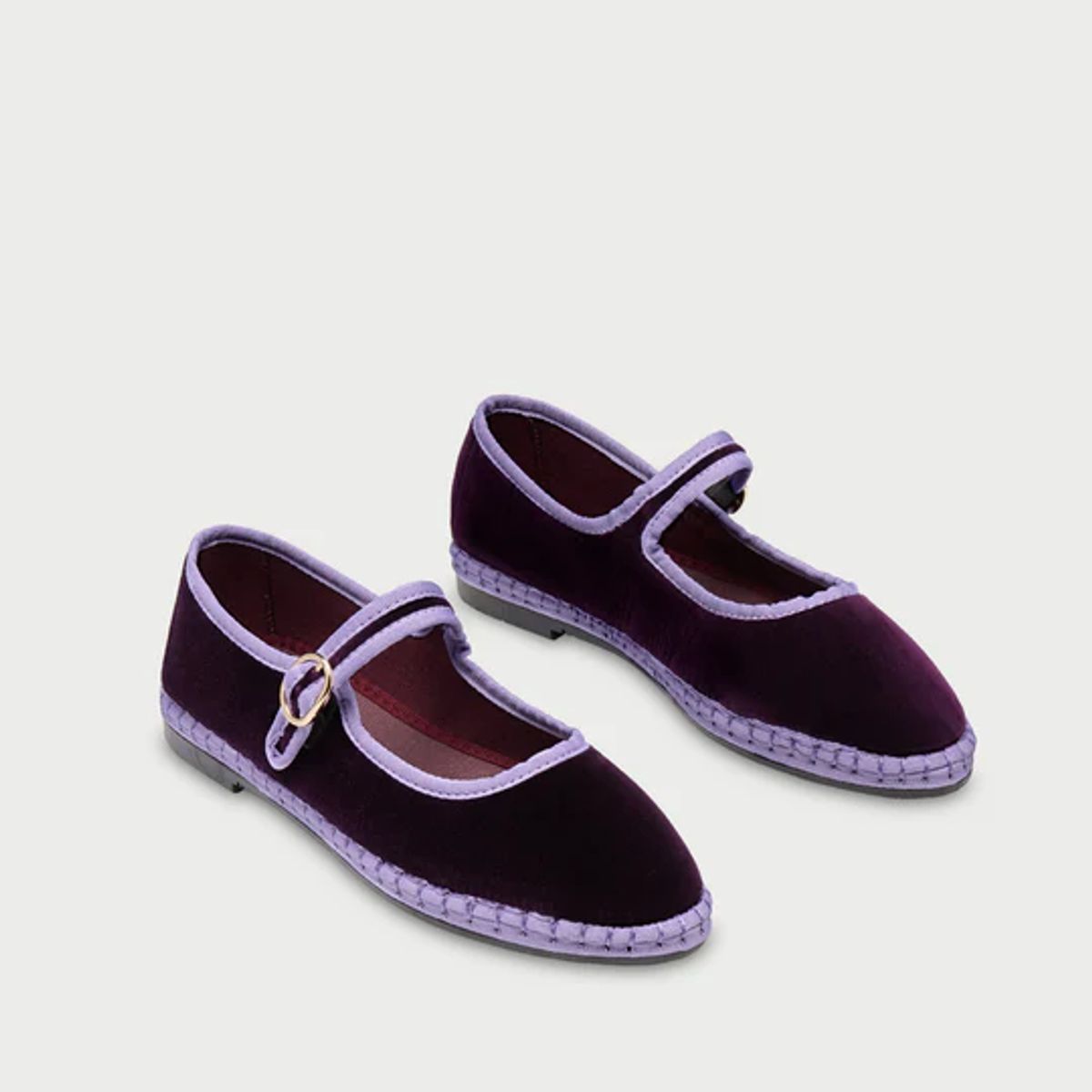 FLABELUS - Ballerinas Mary Jane Velvet Linton Morado