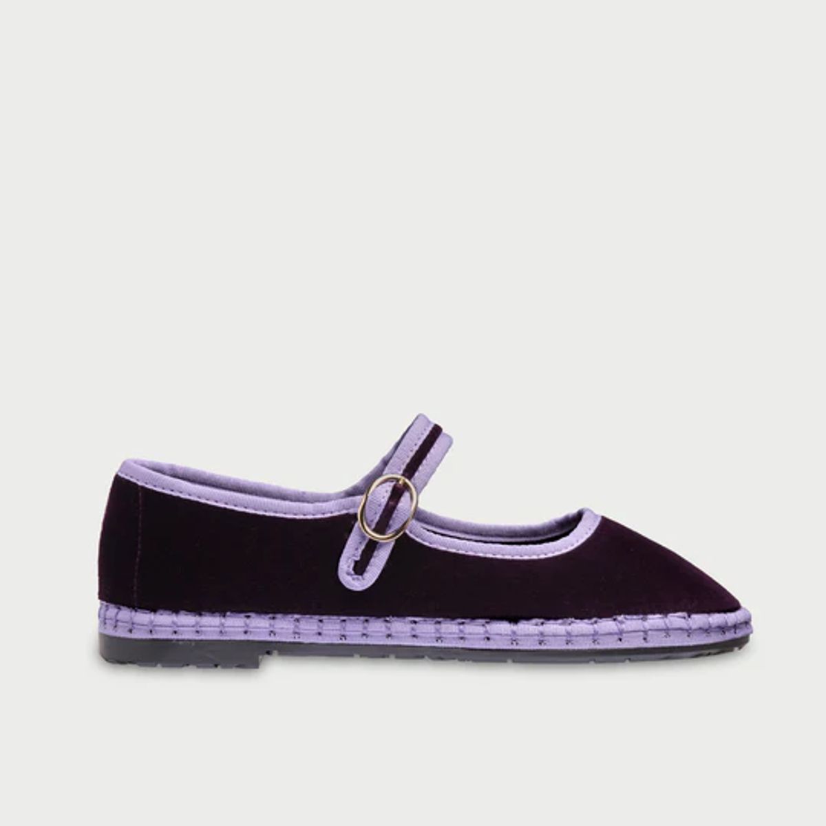 FLABELUS - Ballerinas Mary Jane Velvet Linton Morado