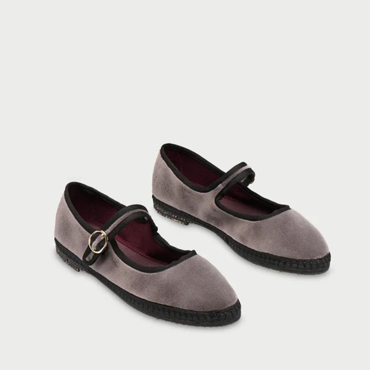 FLABELUS - Ballerinas Mary Jane Velvet brida Gris