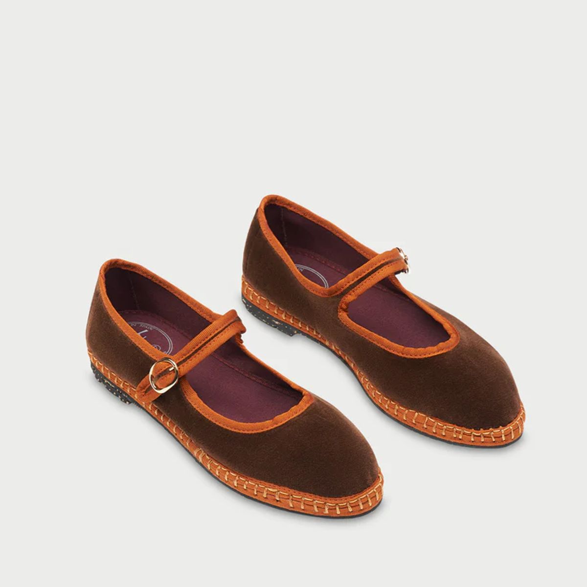 FLABELUS - Ballerinas Mary Jane Velvet Frida Café