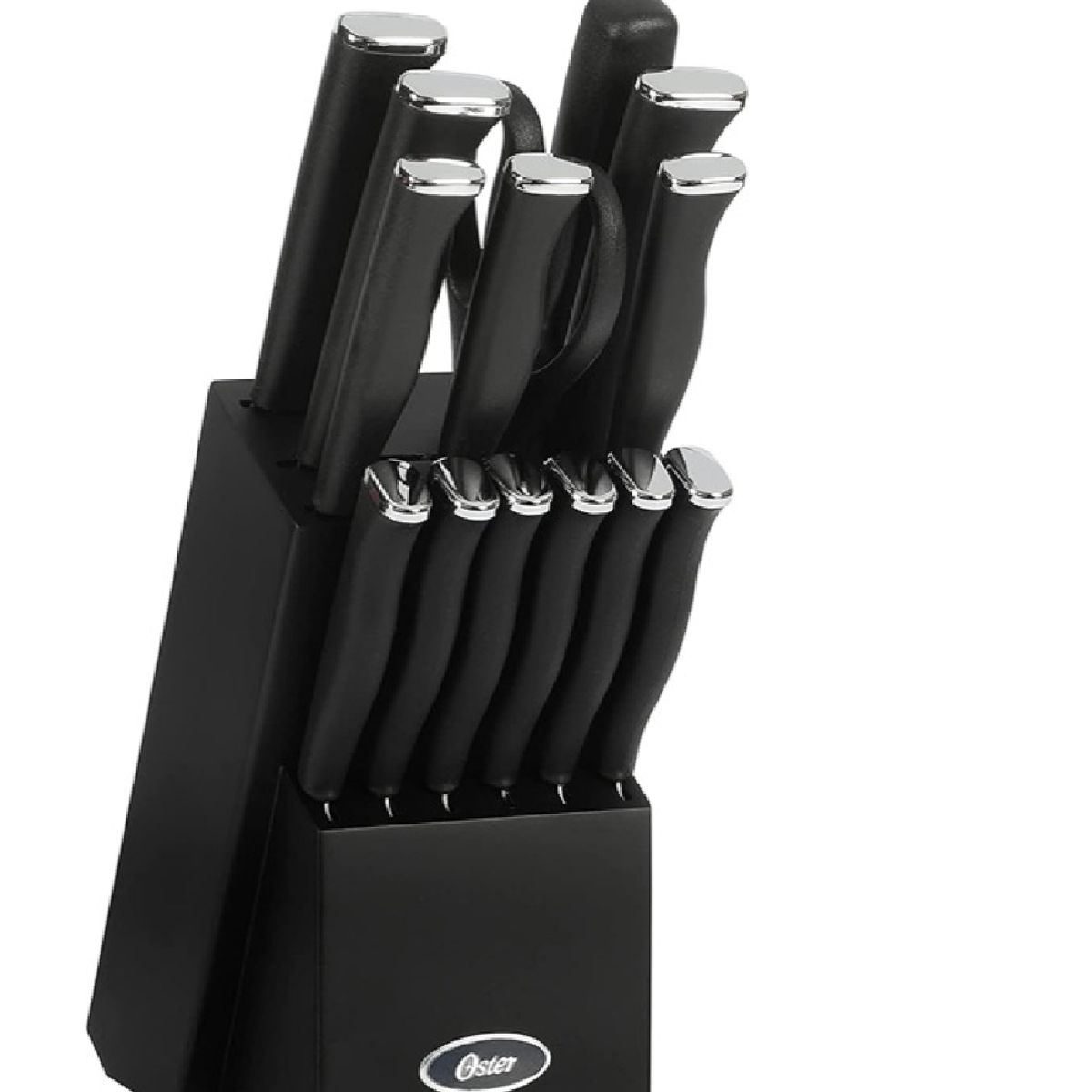 OSTER - Juego de 15 Cuchillos con Bloque de Madera y Caja Negra 123866.15