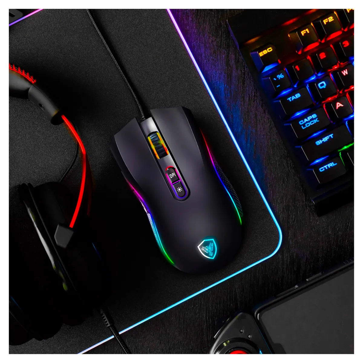 MICRONICS - Mouse Gamer Micronics Kripton 12800 Dpi Rgb 7 Botones