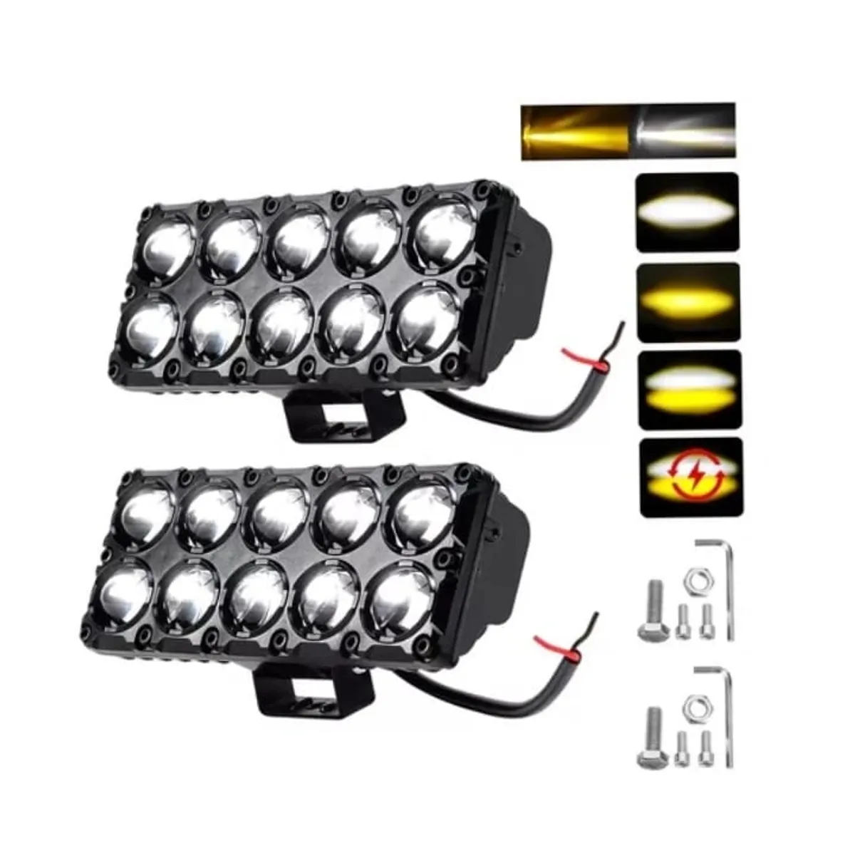 GENERICO - Faros Auxiliares Focos Led Lupa 10 Ojo Dual