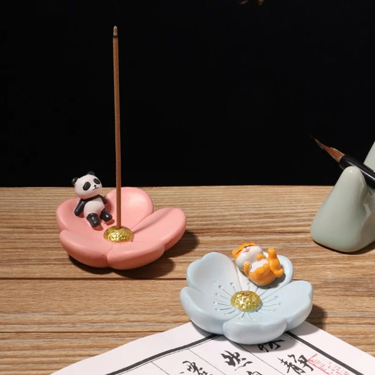 GENERICO - Akita Sakura Porta Incienso de Resina Kawaii Aromaterapia