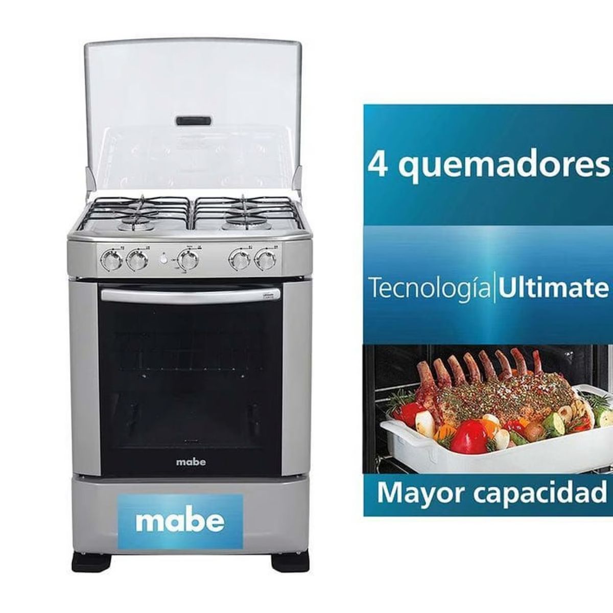 MABE - Cocina Mabe a Gas 4 Hornillas Inoxidable CMP6014AG0
