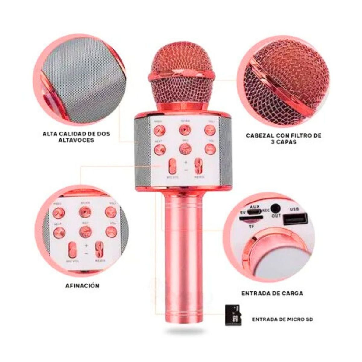 GENERICO - Microfono karaoke Bluetooth USBSD AUX - Turquesa