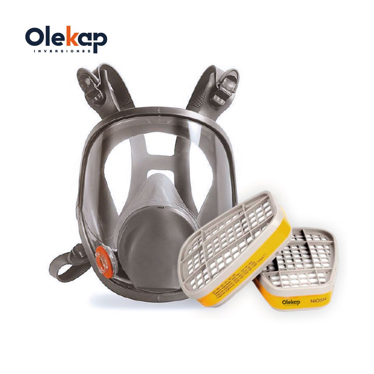 GENERICO - Respirador Rostro Completo + Cartuchos antigás OLEKAP
