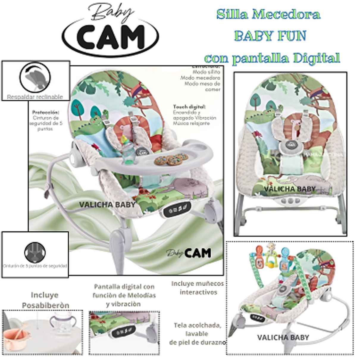 CAM - SILLA MECEDORA MULTIFUNCIONAL VERDE + OBSEQUIO PLATO Y 1 BOLSA DE LEGOS