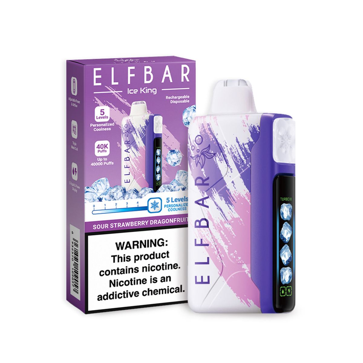 VAPE STATION - ElfBar Iceking 40000 Puffs – Sour Strawberry Dragonfruit