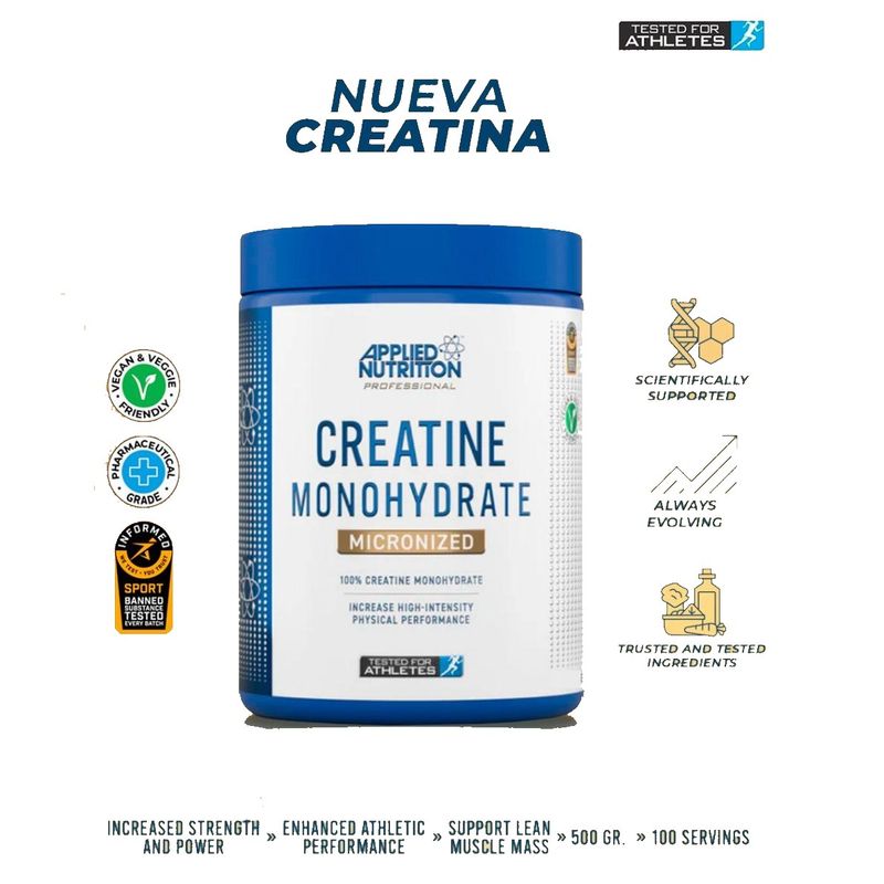 APPLIED NUTRITION - Creatina Monohidratada Certificada Applied Nutrition 500GR