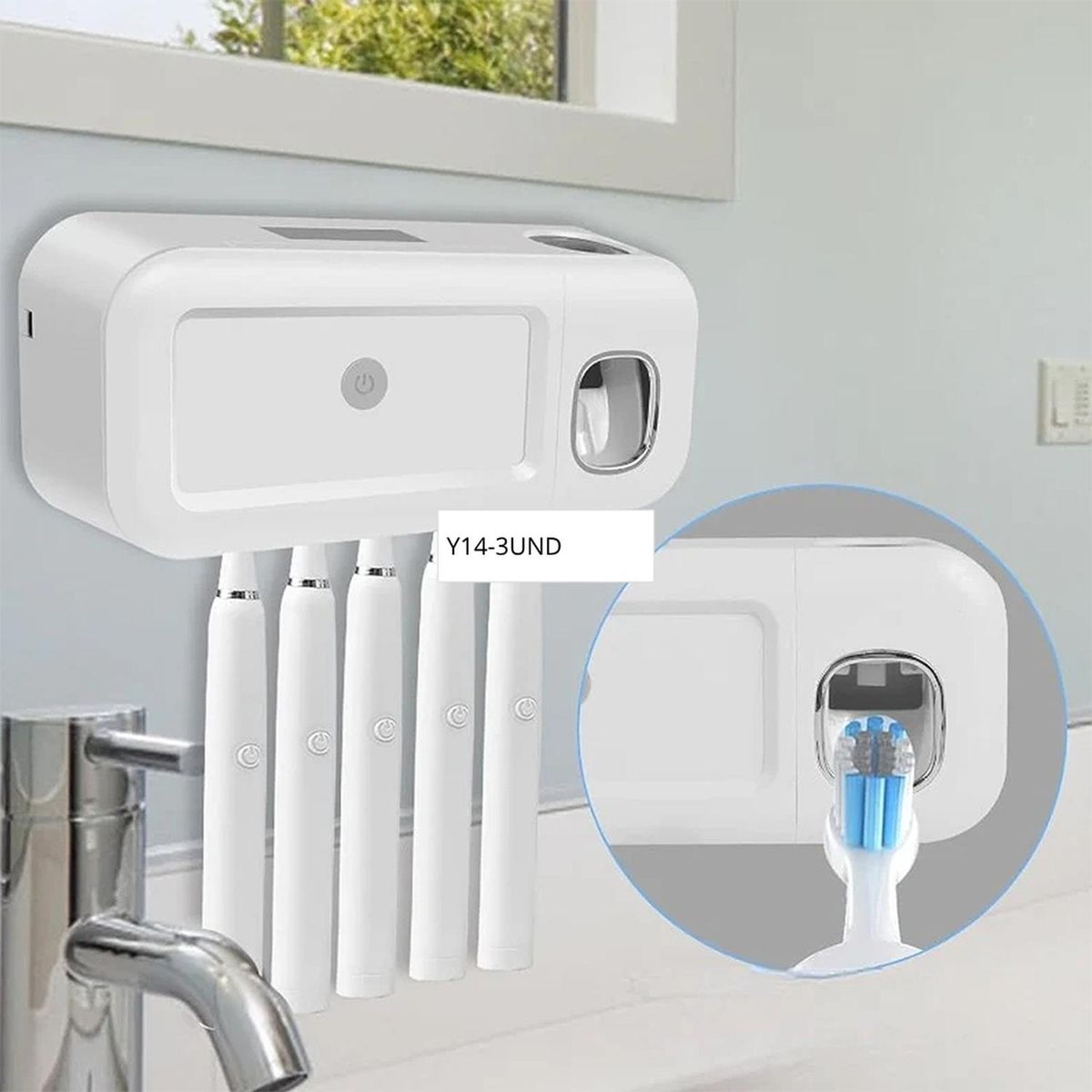 MINARI - Dispensador de Pasta Dental Porta Cepillos con Esterilizador UV DC30