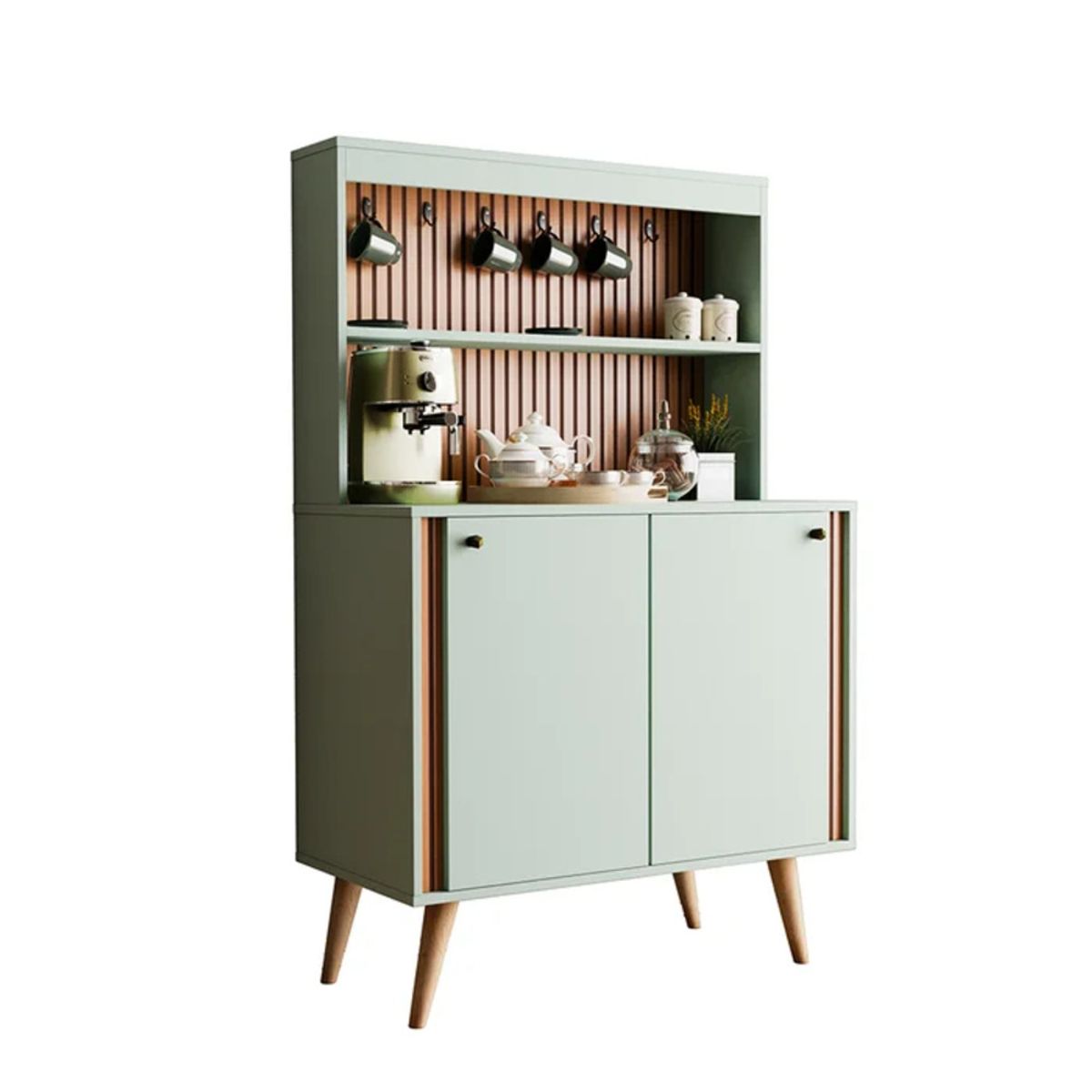 R&R MUEBLES - Aparador Moderno Amagi Verde y Marrón R&R MUEBLES