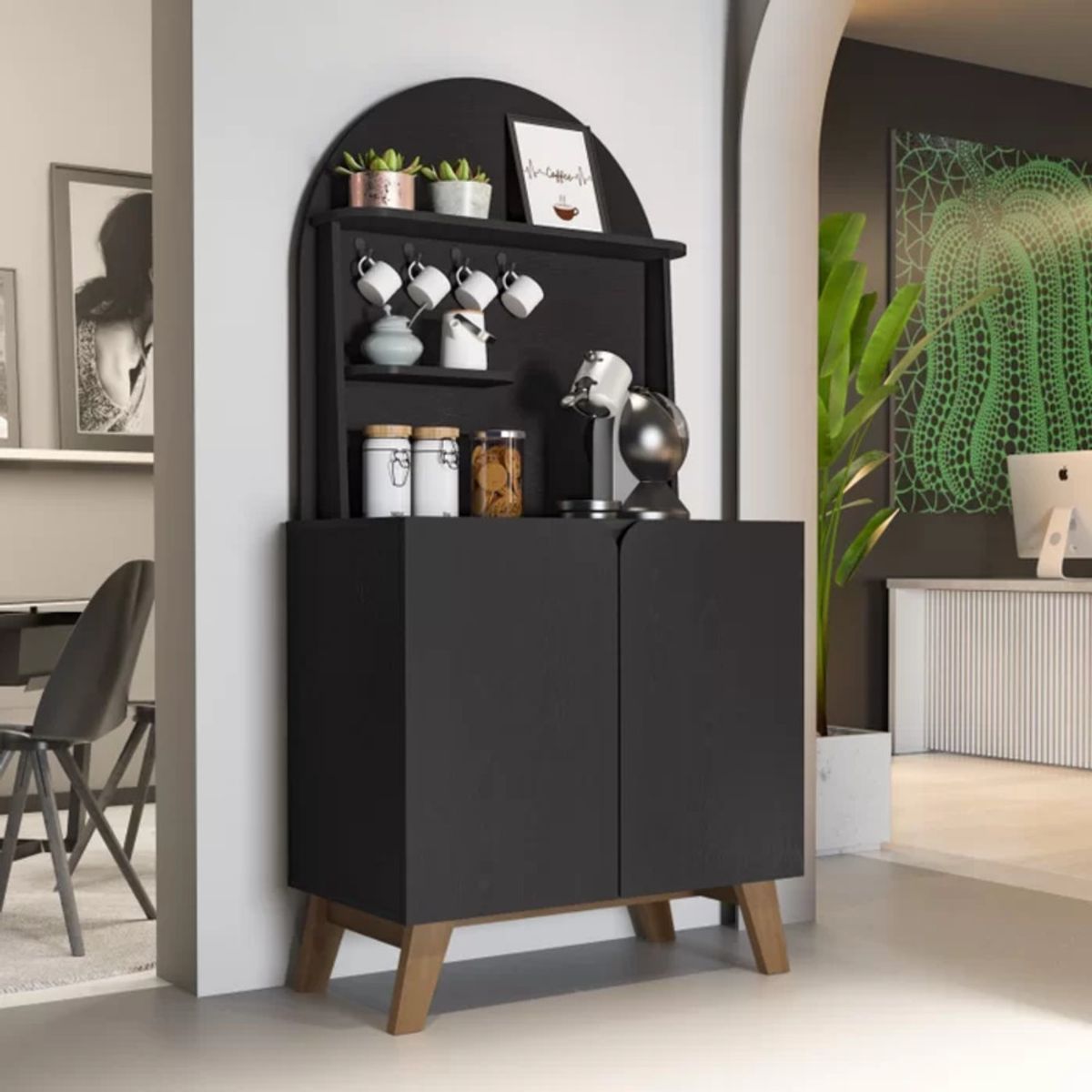 R&R MUEBLES - Aparador Moderno Nias Negro R&R MUEBLES
