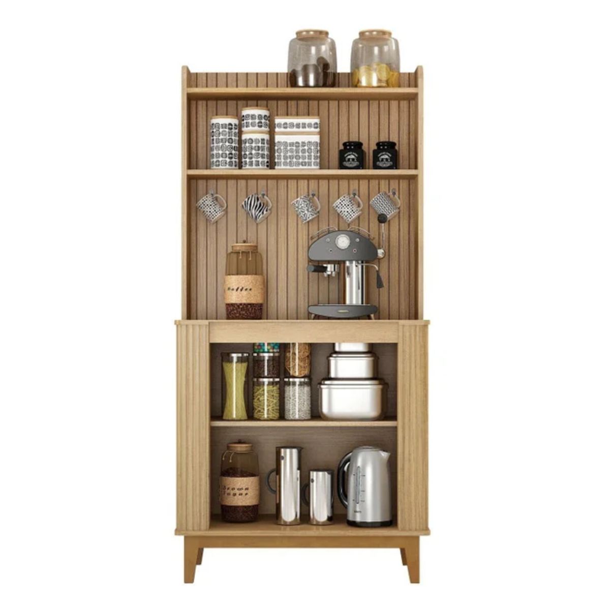 R&R MUEBLES - Aparador Moderno Carlin Marrón y Blanco R&R MUEBLES