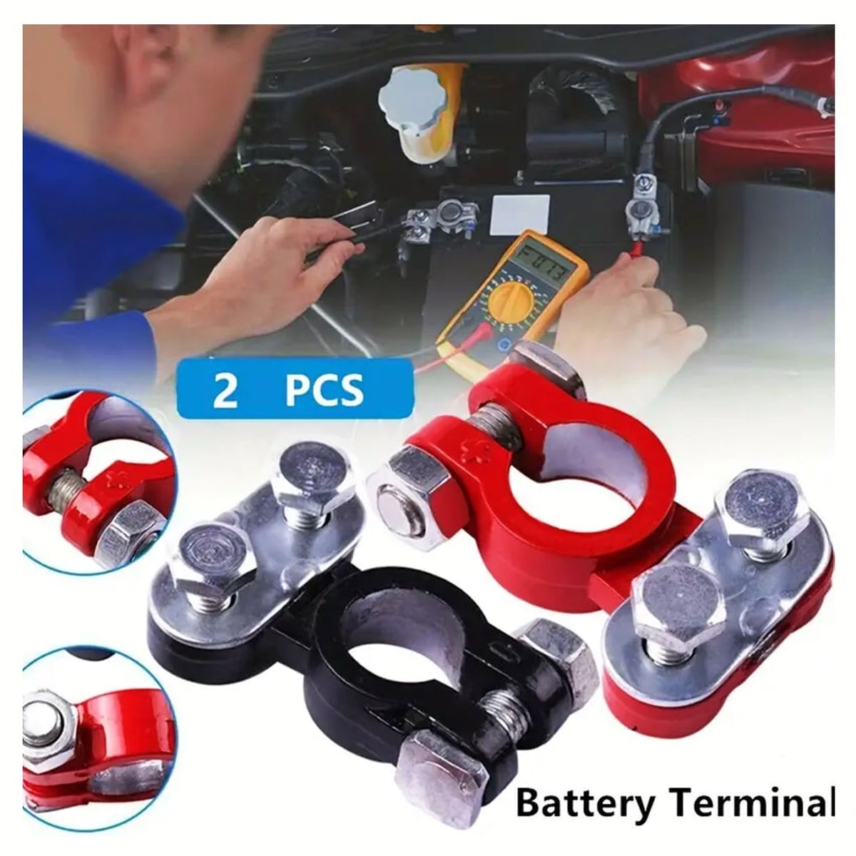 SAFARI - Juego de Bornes para bateria de auto Rojo y Negro