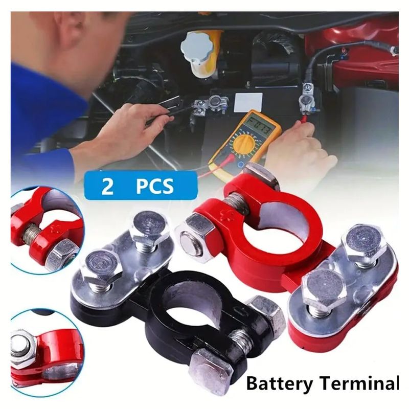 SAFARI - Juego de Bornes para bateria de auto Rojo y Negro