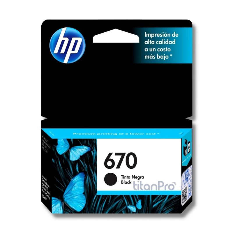 HP - Cartucho de Tinta HP 670 Negro CZ113AL Original
