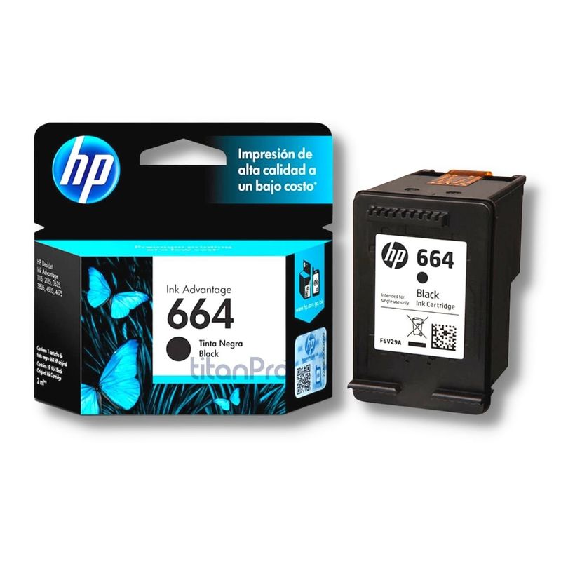 HP - Cartucho de Tinta HP 664 Negro F6V29AL Original