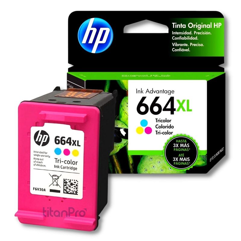HP - Cartucho de Tinta HP 664XL Tricolor F6V30AL Original