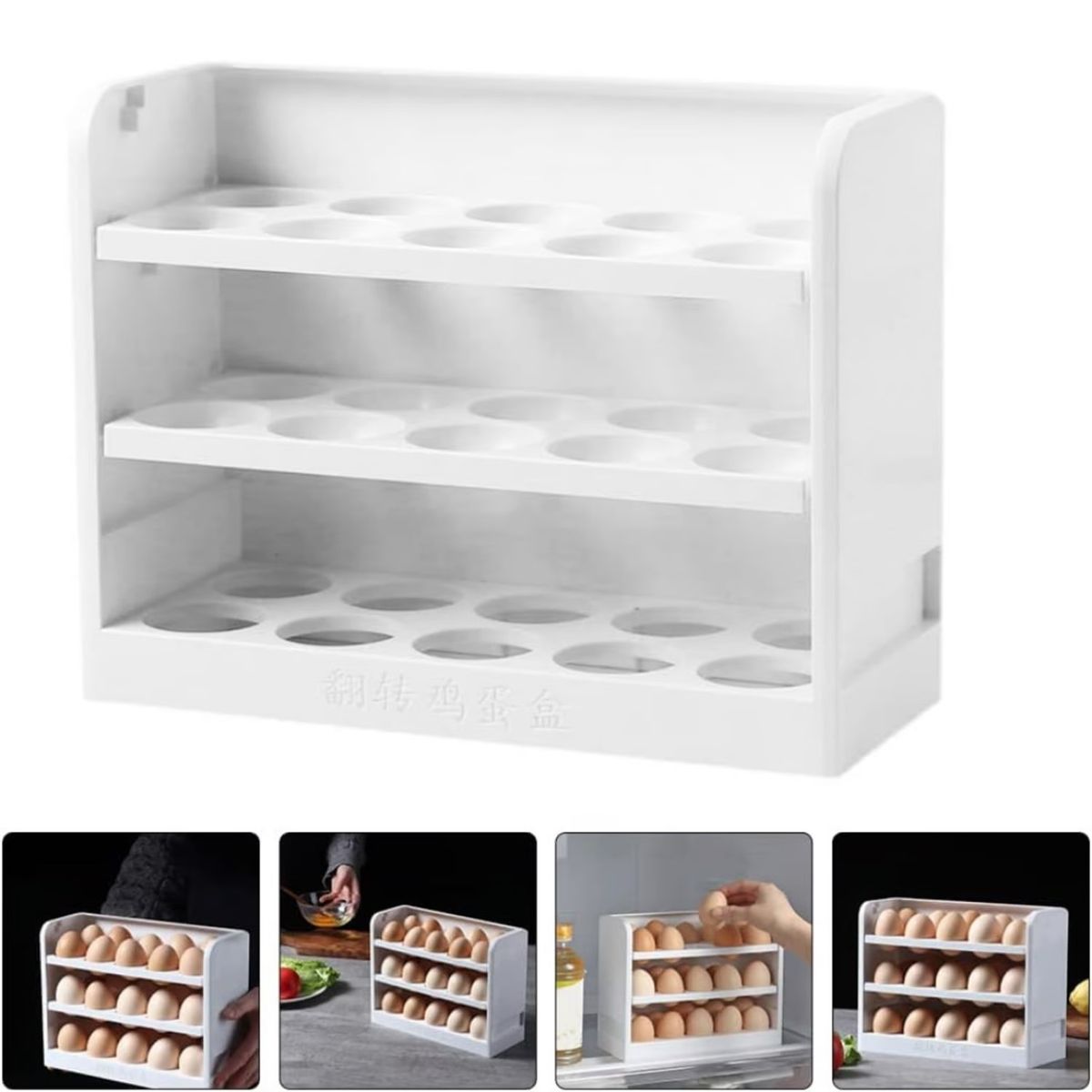 GENERICO - Organizador Contenedor de Huevos 3 Niveles Blanco