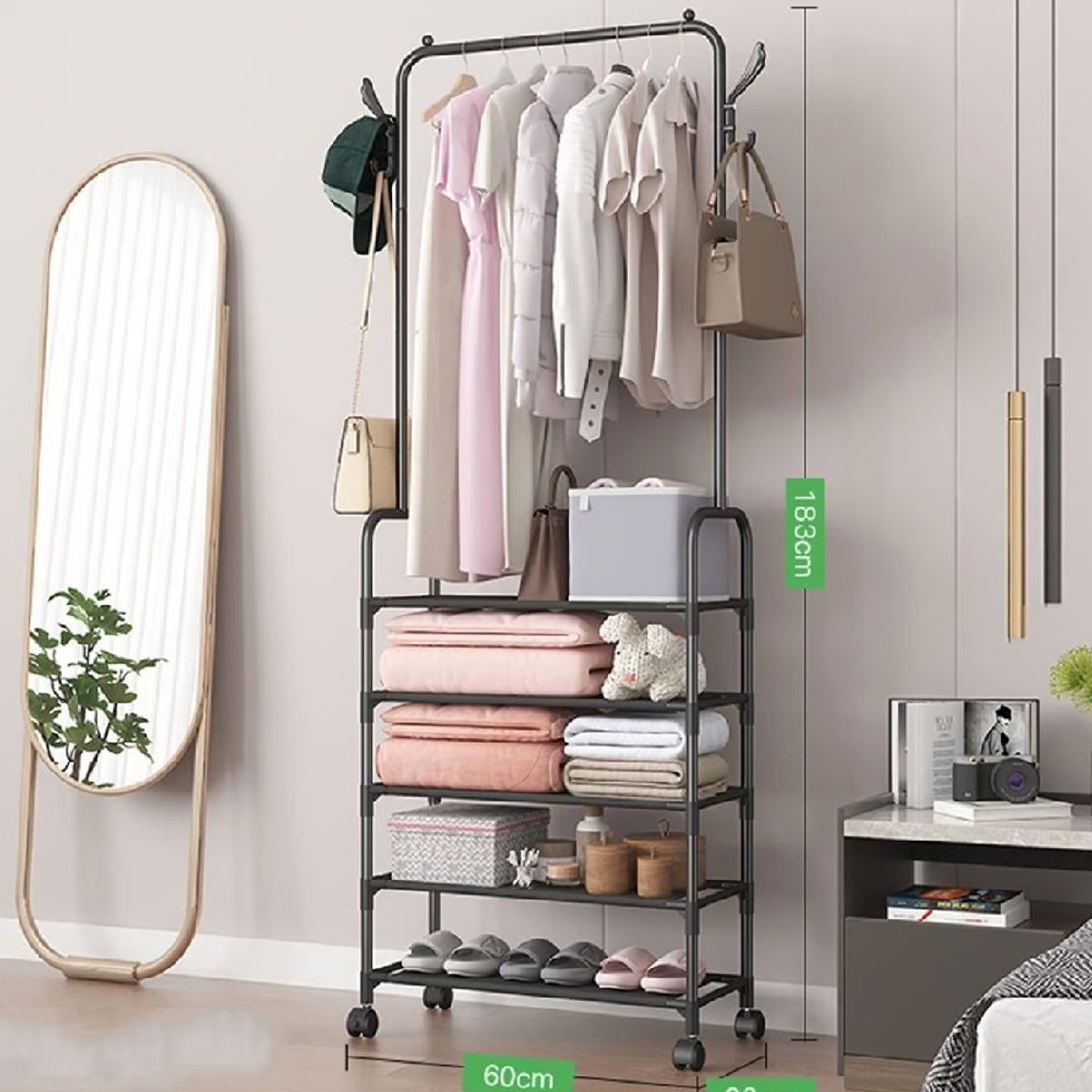 GENERICO - Organizador Colgador para Ropa Estante con Ruedas  Zapatero