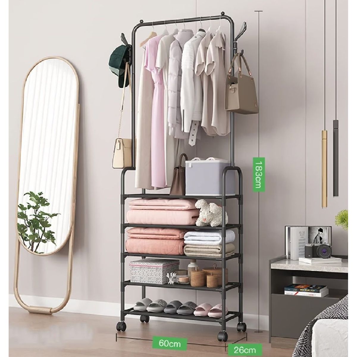 GENERICO - Organizador Colgador para Ropa Estante con Ruedas  Zapatero