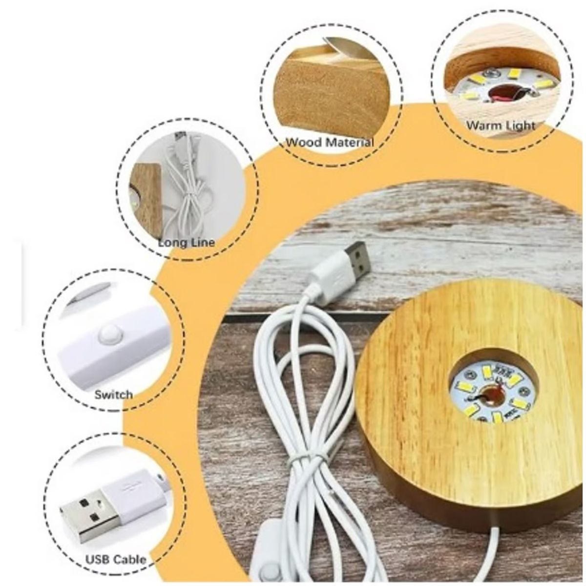 GENERICO - Esfera de Cristal 3D Mini Lámpara de Noche Luz Cálida Galaxia