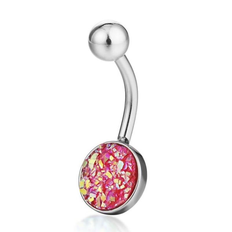 GENERICO - Piercing para ombligo piedritas rojas escarchadas