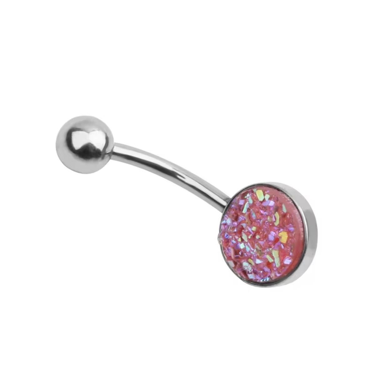 GENERICO - Piercing para ombligo piedritas rosadas escarchadas