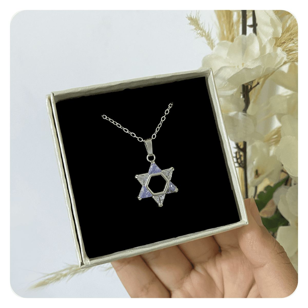 GENERICO - Collar Mujer Estrella Lila Blanco Joya Regalo Novia Plata