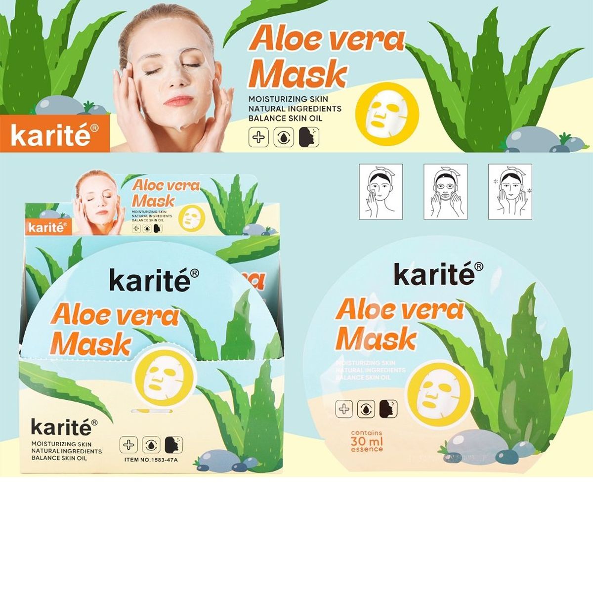 GENERICO - set de 3 Mascarilla facial aloe vera karité