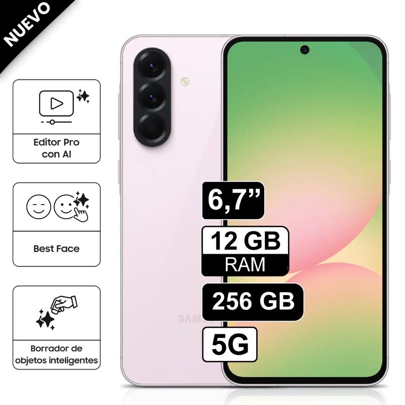 SAMSUNG - Celular Samsung Galaxy A56 5G 256GB 12GB RAM cámara principal 50MP frontal 12MP 67 Rosado