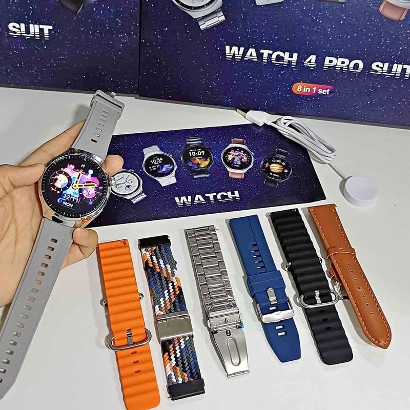 GENERICO - SMARTWATCH  WATCH 4 PRO SUIT VIENE CON 7 CORREAS PLATEADO.