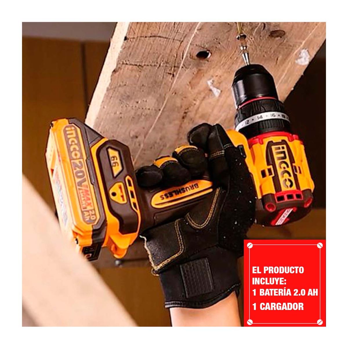INGCO TOOLS - Taladro Inalambrico 55Nm Ingco 20v Brushless + 21 Acs