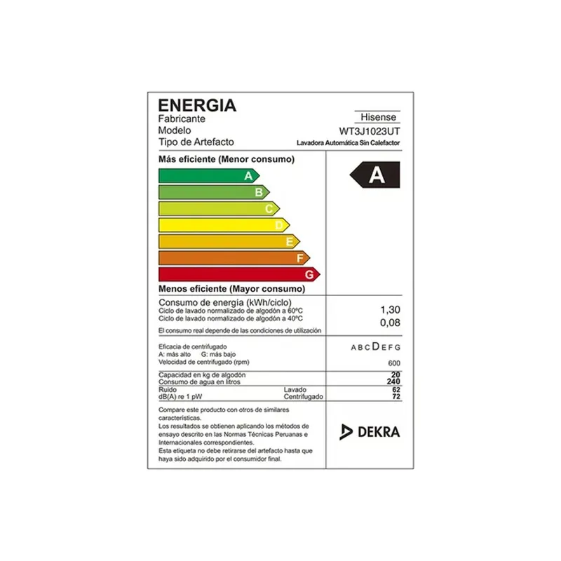 HISENSE - LAVADORA HISENSE WT3J1023UT Carga Superior Gris 10KG