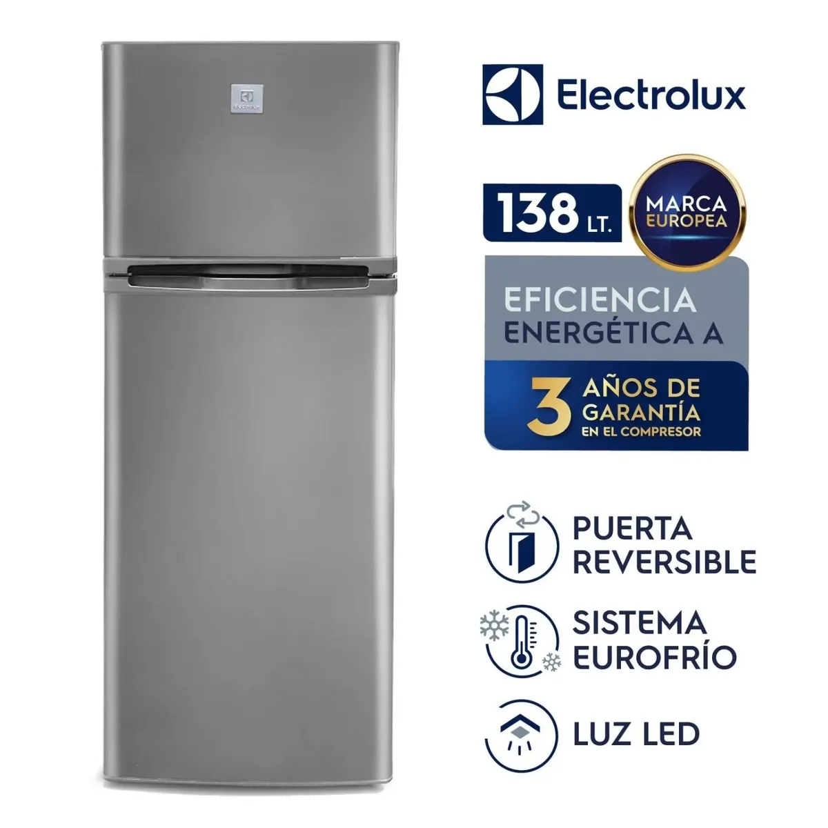 ELECTROLUX - Refrigeradora Electrolux Top Mount Frost 138 Litros ERT18G2HNI - Gris