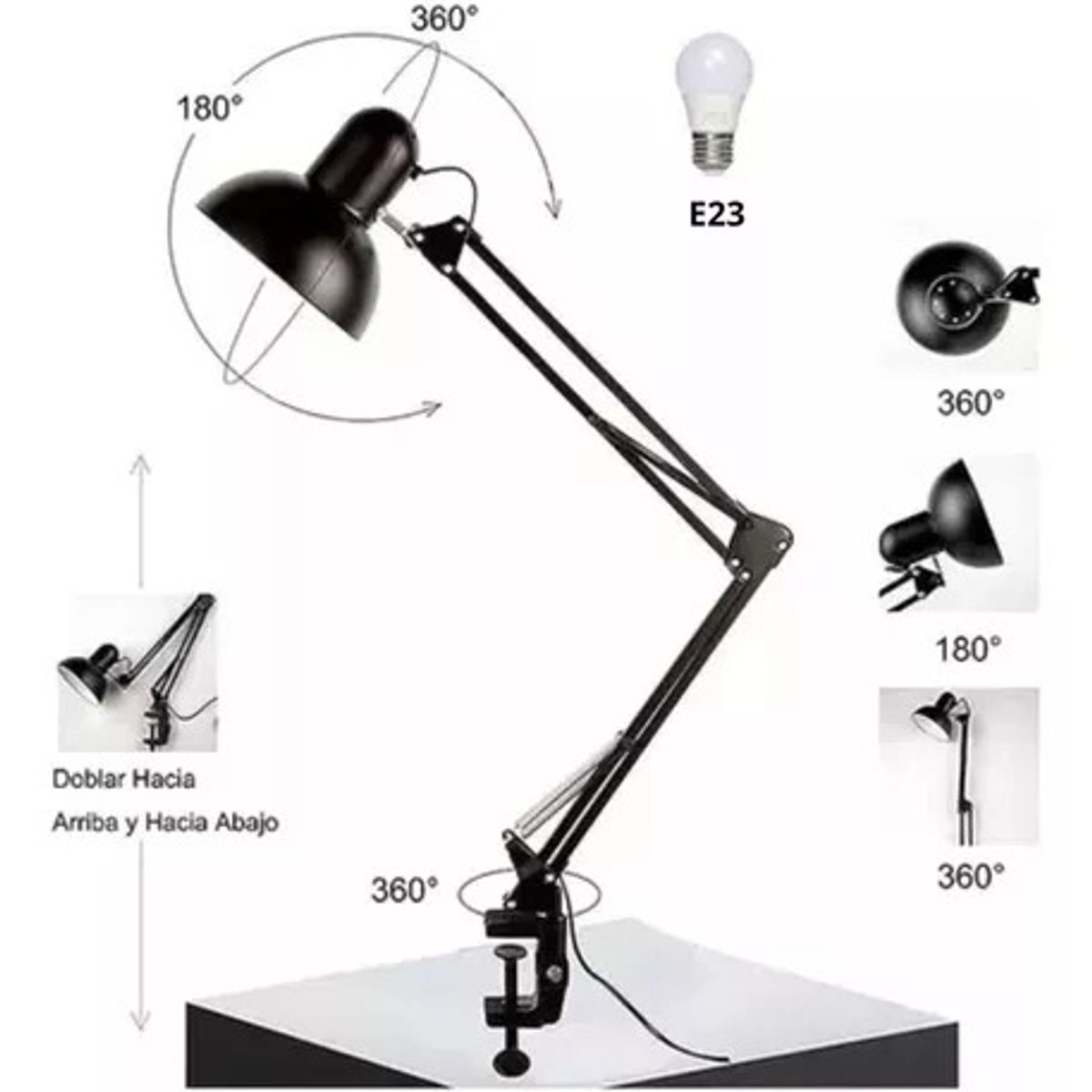 OEM - Lámpara Escritorio Oficina Con Abrazadera Brazo Flexible