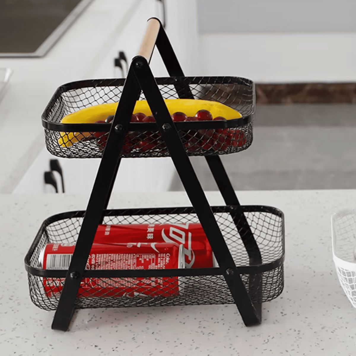 GENERICO - Cesta de Metal 2 Niveles Negro