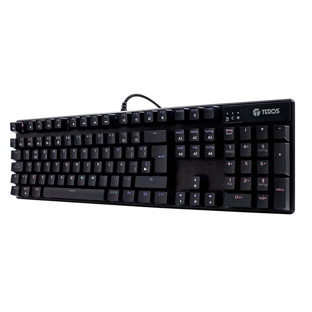 TEROS - Teclado mecánico TE-4068G retroiluminación rainbow USB 2 0 español