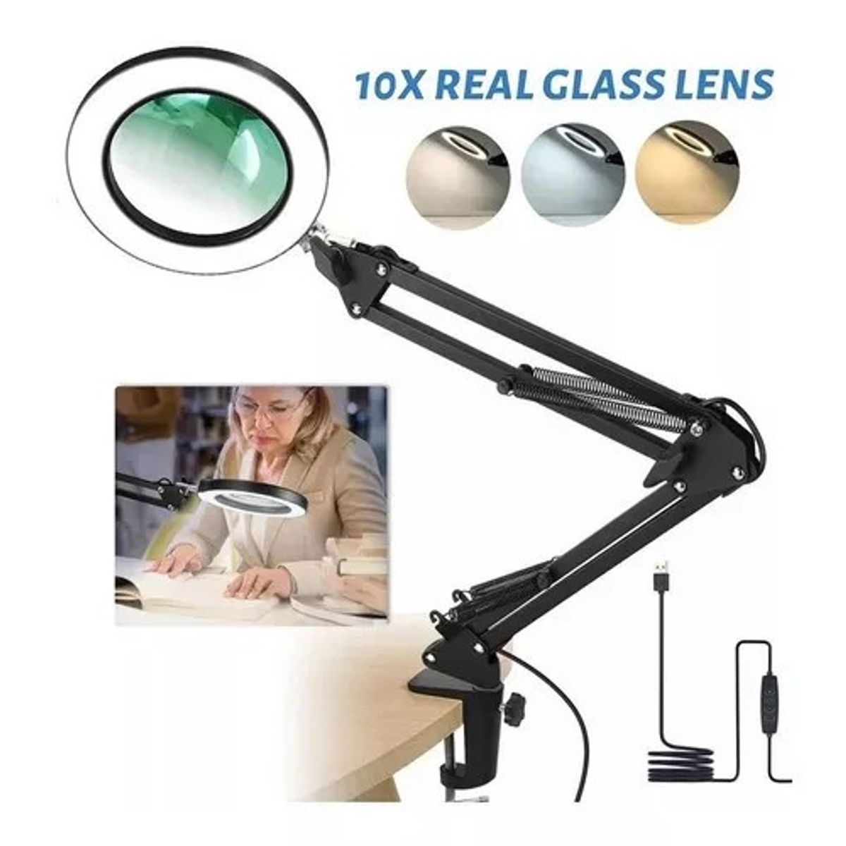 OEM - Lampara Led Con Brazo Tipo Lupa Mt-332 De Escritorio