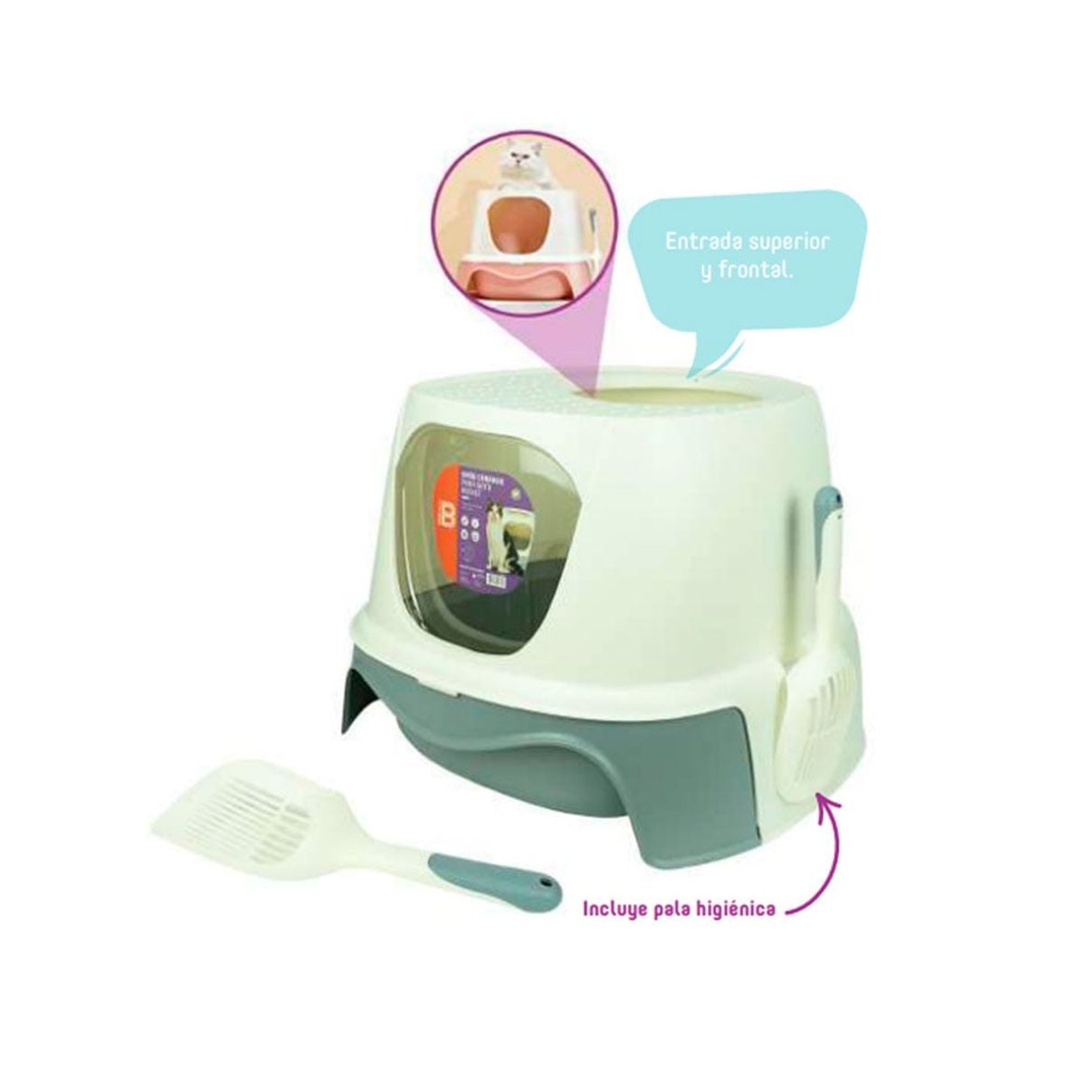 BASA - Baño de Gato Basa Rocket Gris + Rastrillo -10307