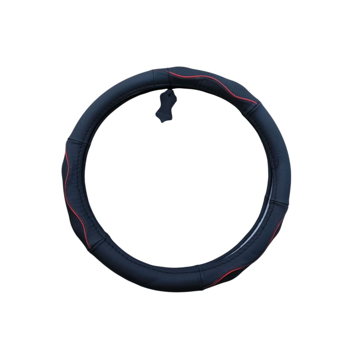 GENERICO - FUNDA FORRO DE TIMON CUERO CON DETALLES ROJOS